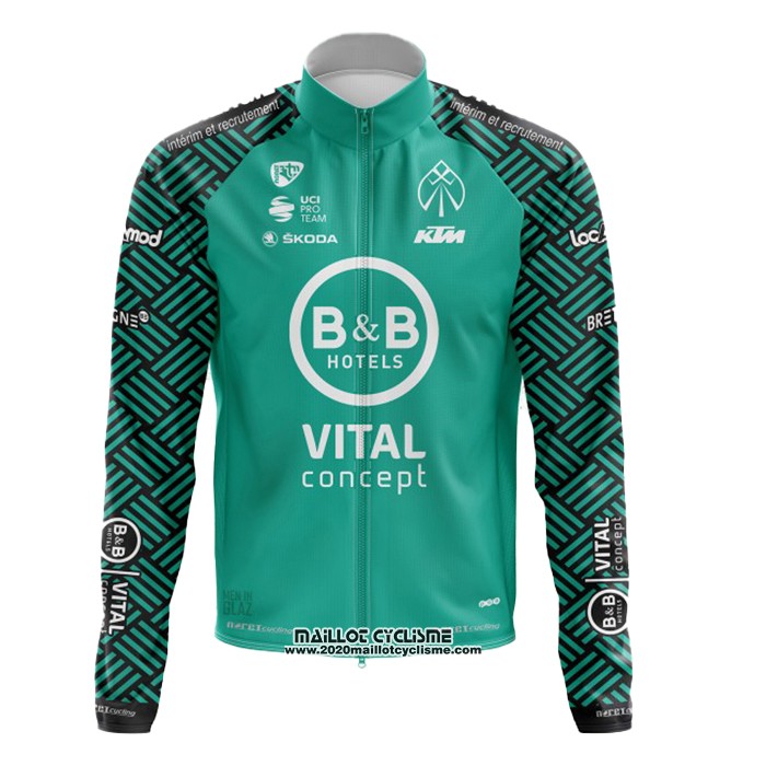 2020 Maillot Ciclismo Vital Concept-bb Hotels Blanc Vert Manches Longues et Cuissard